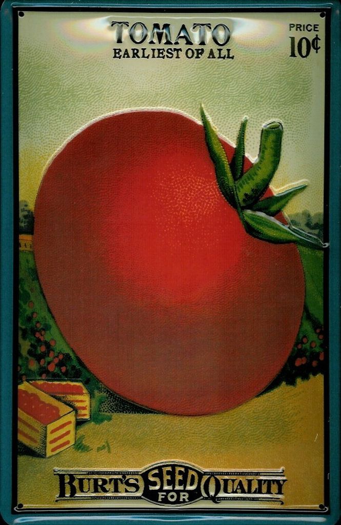 Blechschild Tomato Seeds Tomate Tomaten Saatgut Schild Werbeschild