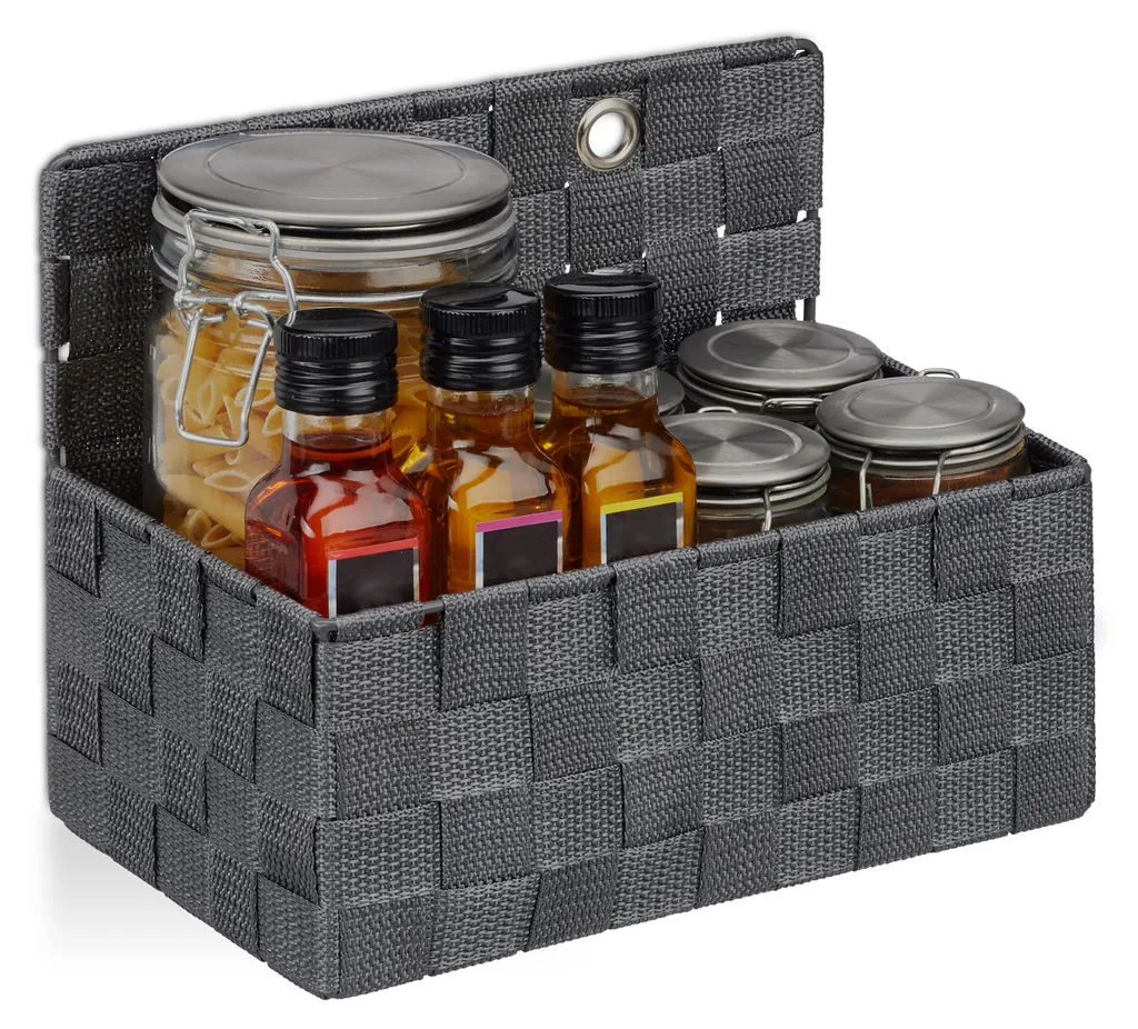 Organiseur mural suspendu en tissu gris, bac de rangement pour maison 20cm