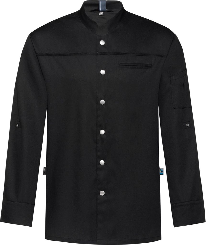 Greiff GASTRO MODA Herren Cuisine Kochhemd "Falstaff Profi" Stehkragen Druckknöpfe Regular Fit Baumwollmix Schwarz XL