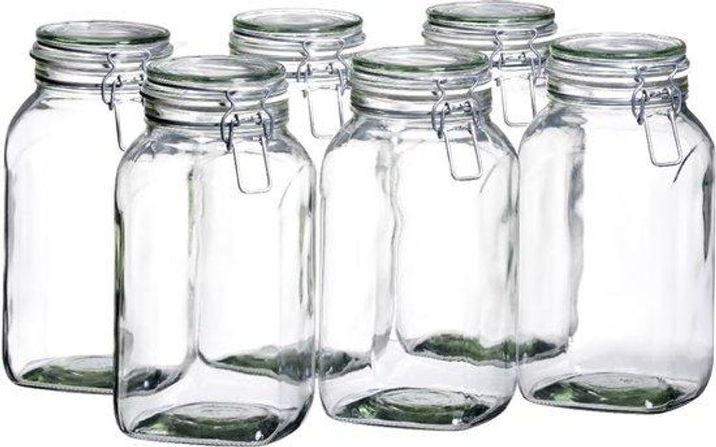 6er Set Vorratsbehälter Glas 2,5 l dickwandig mit Clipschließen weiß GOTHIKA