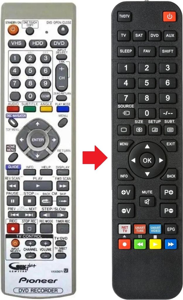 Fernbedienung geeignet für PIONEER DVR-RT601H