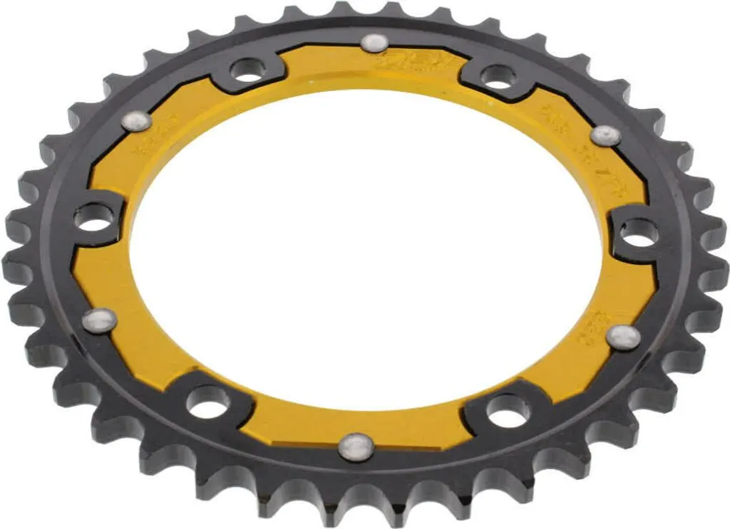 Pignon ZF 38 dents 530 renforcé noir et or pour une transmission Yamaha durable
