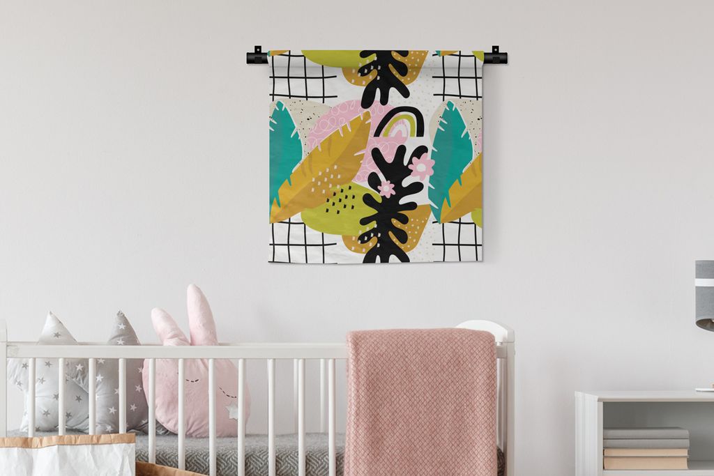 MuchoWow Wandteppich Wandbehang Blatt - Dschungel - Muster 60x60 cm Tapisserie Dekoration Wandtuch - Dekorationen - Wand Decke