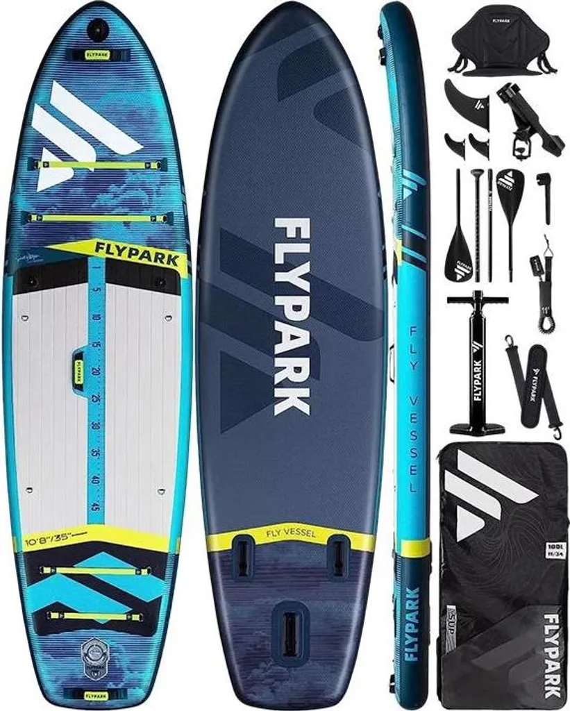 Paddle Gonflable FLYPAR Cyan : Stand-up Paddle Double Couche Stable 10.6