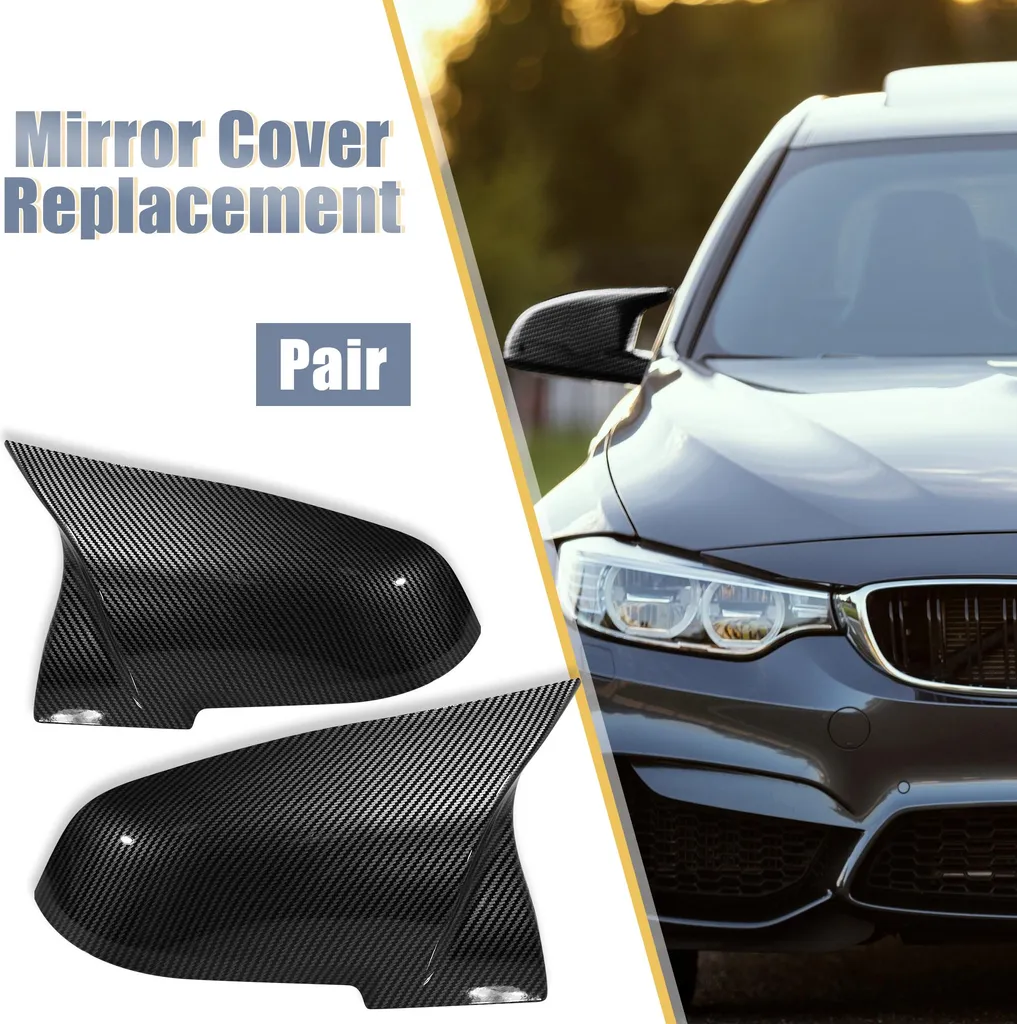 Miroir Coque Rétroviseur Carbone Look - Pack de 2 Capuchons en ABS Noir
