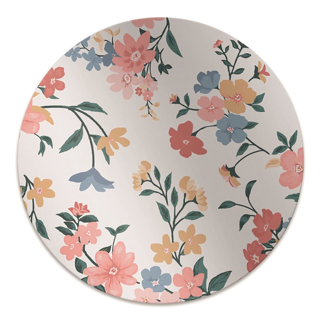 Rundmatte - Stuhlunterlage Bürostuhlunterlage - Rund Ø 100 cm - Bodenmatte - Fußmatte - Farbenfrohe Blumen