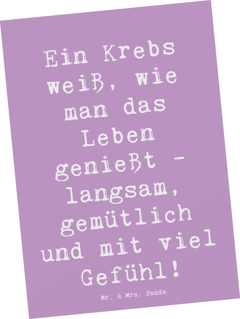 Mr. & Mrs. Panda Postkarte Spruch Krebs Genießer - Produktbild 
