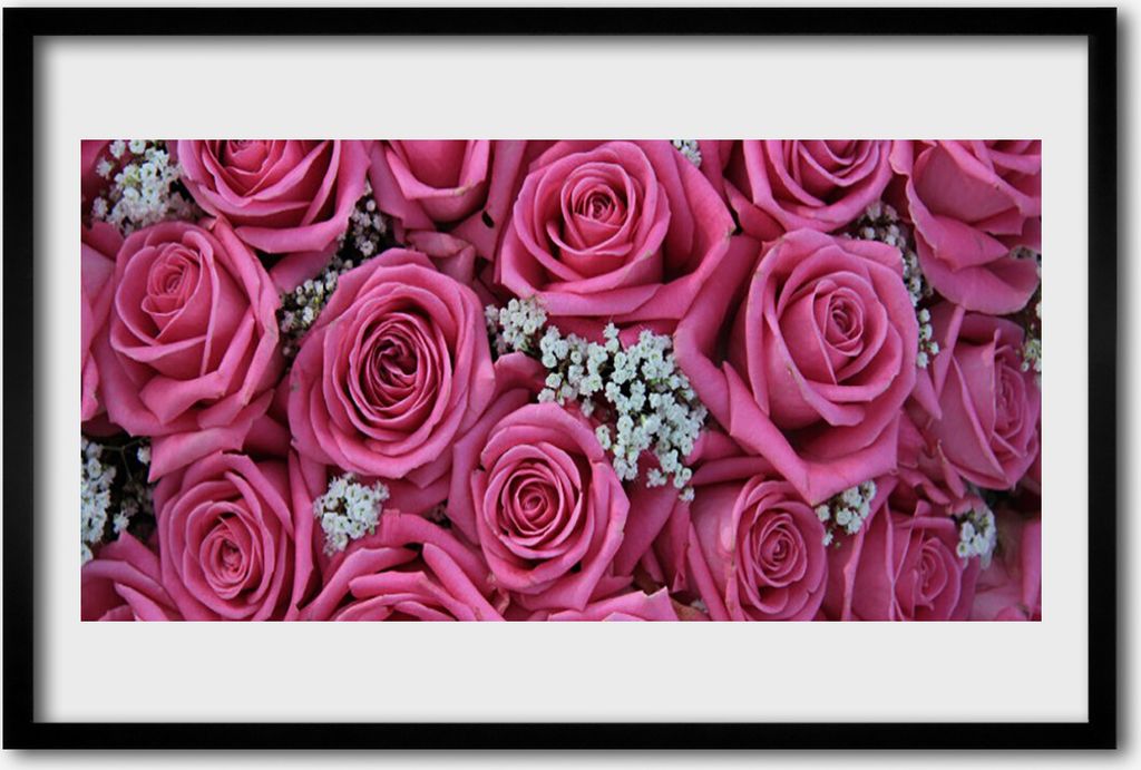 Bild 60x40 MDF-Rahmen Wandkunst Rosen Blumen Pflanzen