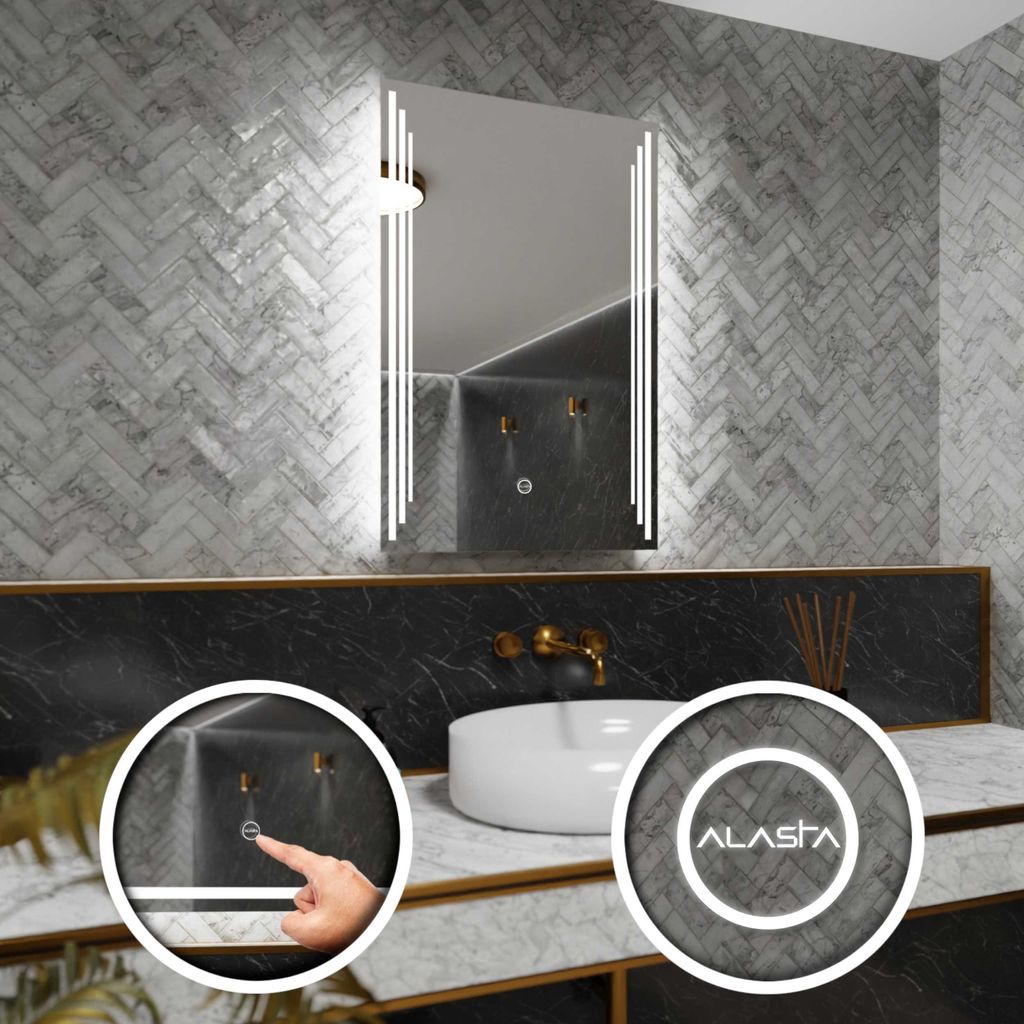 Badspiegel mit LED Beleuchtung und Touch-Schalter - Prague - 50 cm, 100 cm