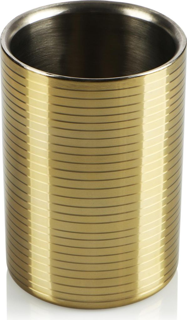 com-four Flaschenkühler - Sektkühler - Eiswürfelkühler aus Edelstahl, Weinkühler - Eiswürfelkübel doppelwandig in goldfarben 10,5 cm Innen...