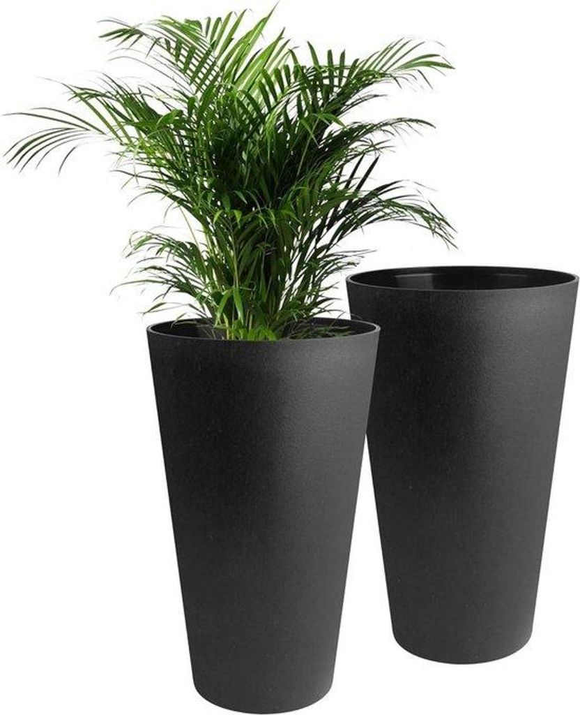Innen- und Außenpflanztopf (2 Stück). 30 cm dekorativer Kunststoff-Blumenkasten (Gewöhnlich schwarz).