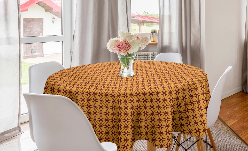 Tovaglia Boho Rotonda 150 cm Marrone | Abakuhaus Fractal Flower Buds
