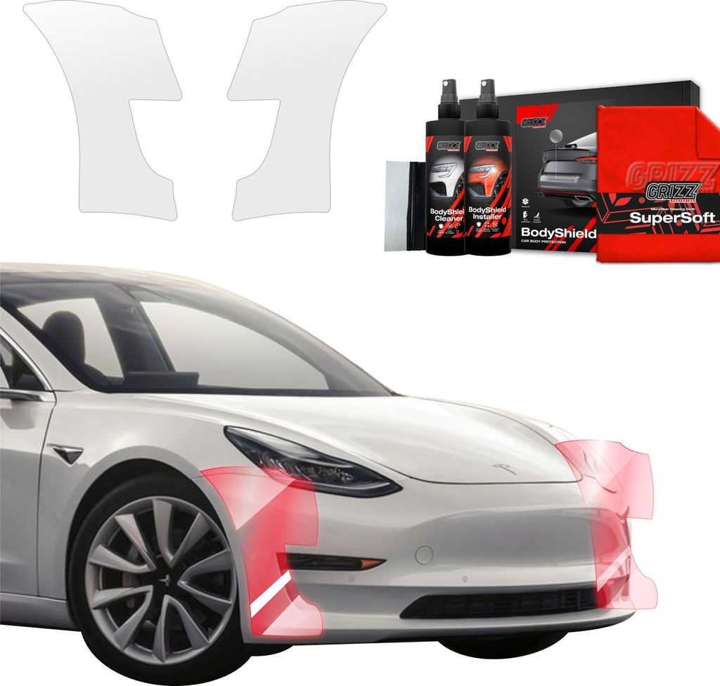 2in1 Schutzfolie Grizz Protector für Stoßstange - Tesla Model 3 (2017-2020)