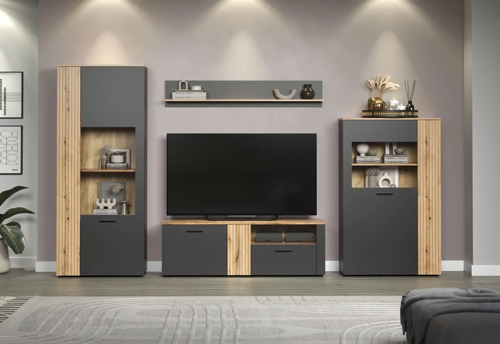 Bibliothèque Esteban Gris et Chêne : Solution de Rangement Gain de Place - 5
