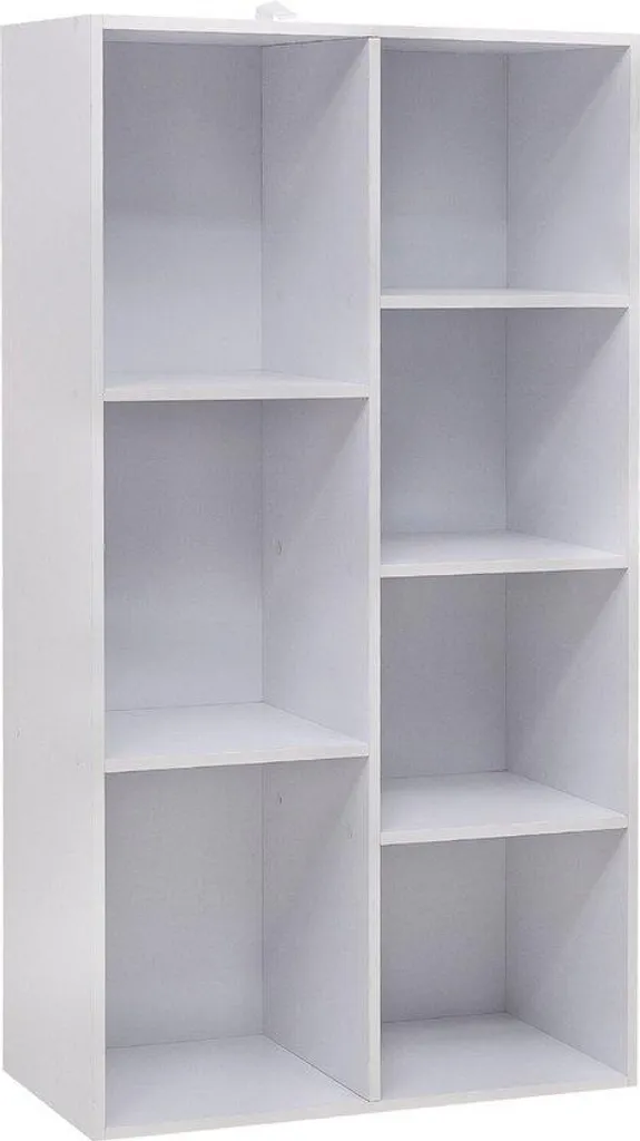 Meuble de bureau 7 casiers blanc 108 cm - Étagère pour dossiers et livres