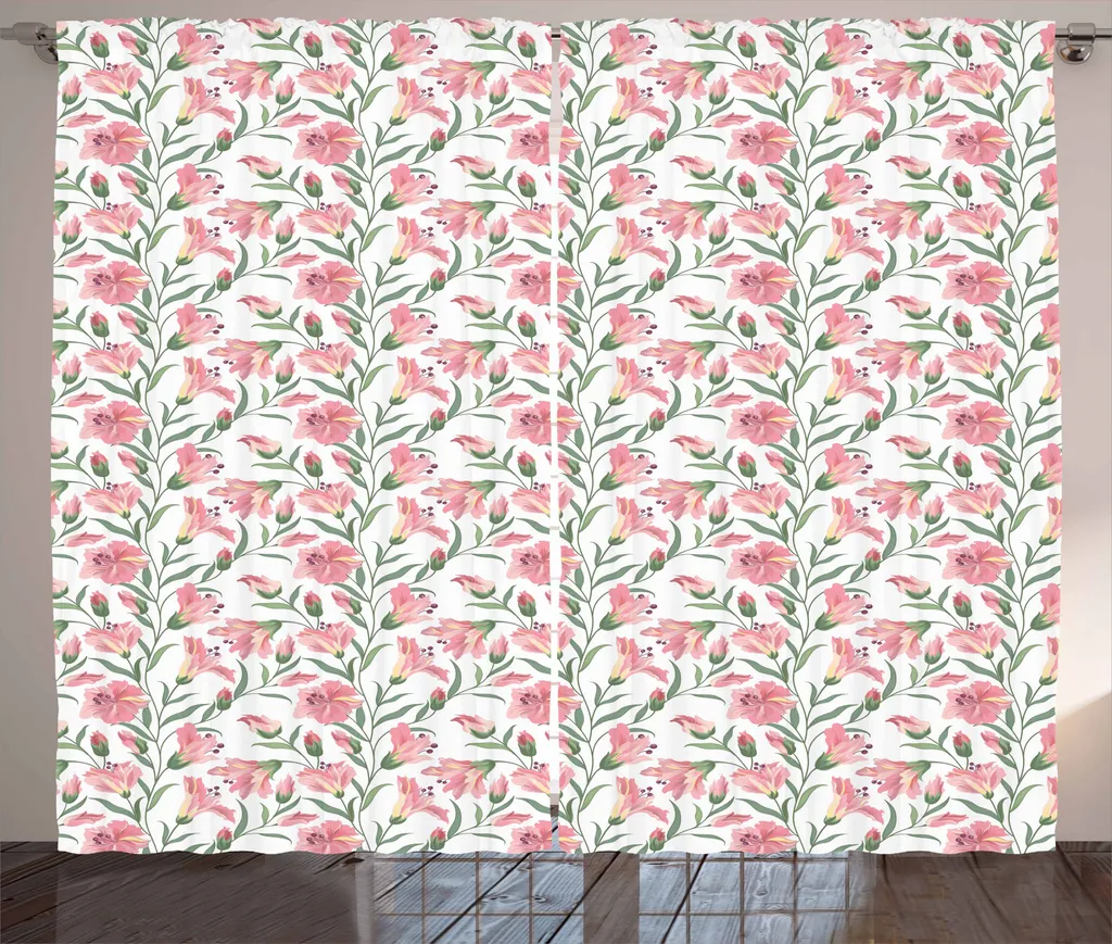 Tenda Country ABAKUHAUS 280x175cm Verde Rosa Fiori Selvatici