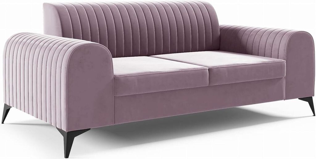 LIKMA Schmutziges Rosa 2 Sitzer Samt Sofa Elsa 174x77x93 cm 2-er Couchgarnitur Hydrophobe Beschichtung Velvet Moderne Wohnzimmer Couch Velours Glam...