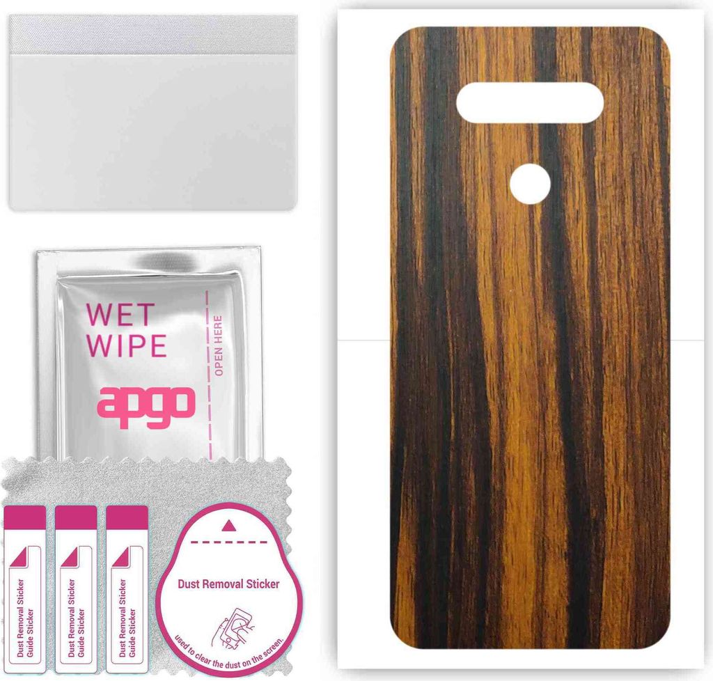 apgo Rückseite Schutzfolie, Skin, kompatibel mit LG Q51, Hinten Displayschutzfolie aus Vinylfolie, kratzfest, einfache Montage - Tigerwood