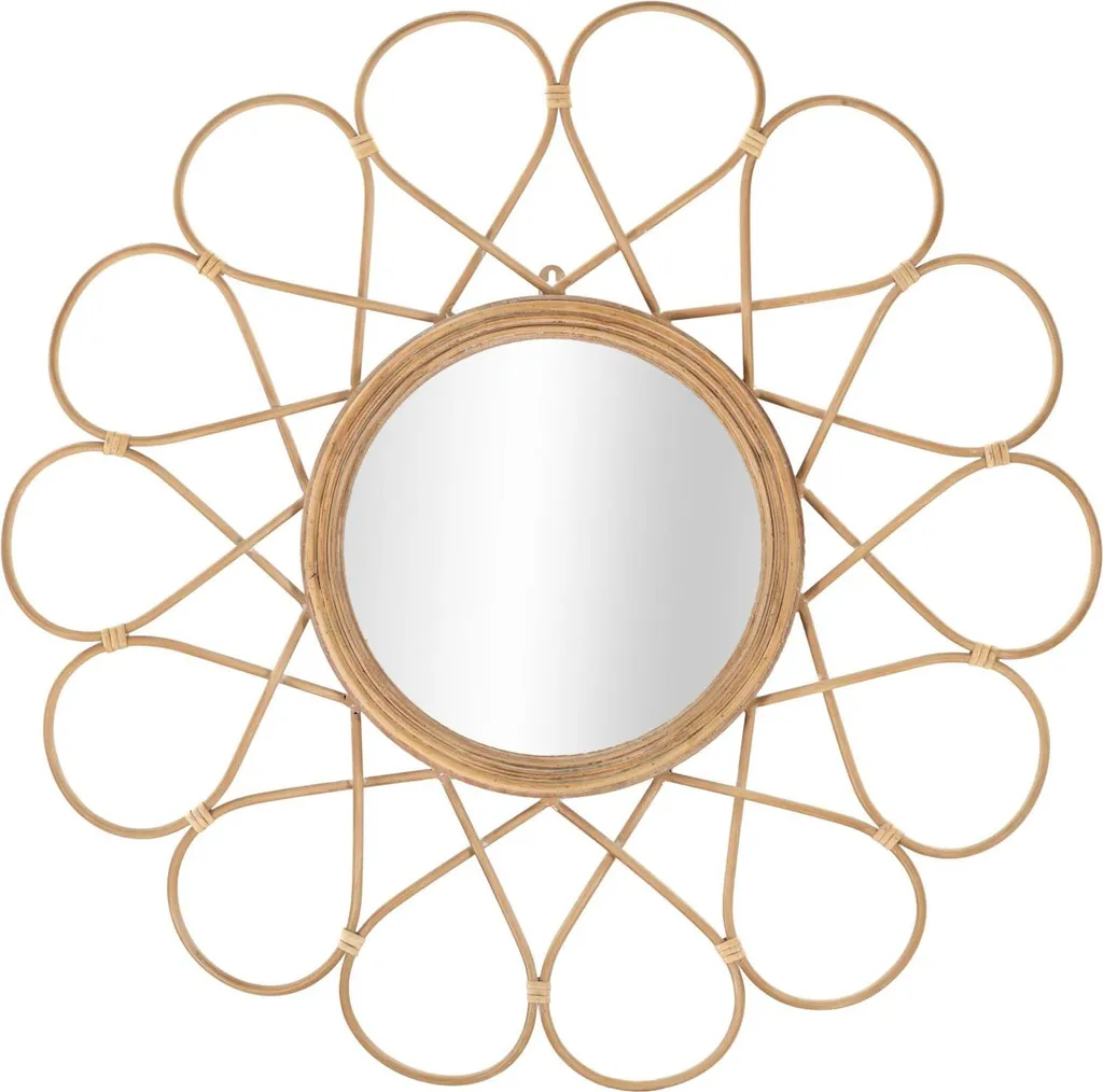 Miroir mural brun Almeria Ø 65,5 cm avec cadre structuré Mauro Ferretti