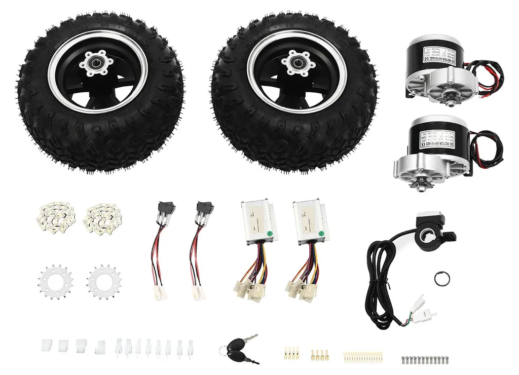 Moteur chariot électrique 250W avec roues 10 pouces noir tout-terrain