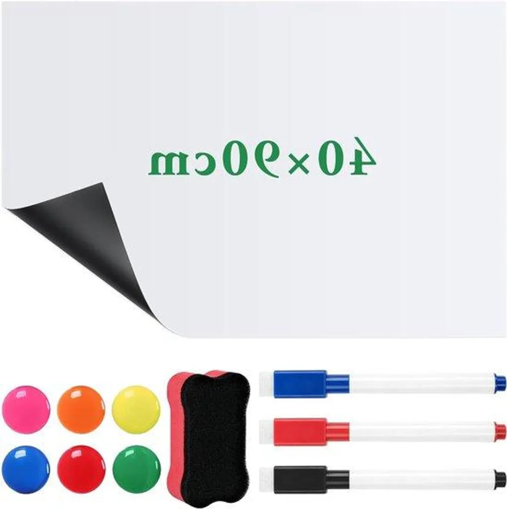 Tableau blanc magnétique mural 90x40 cm pour mémo cuisine et bureau