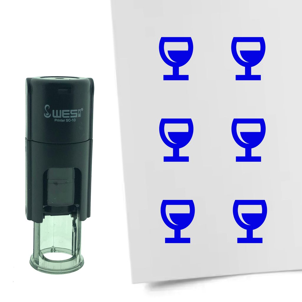 CombiCraft Selbstfärbender Stempel 'Weinglas' in der Farbe Blau, Ø10mm