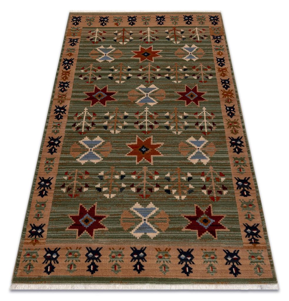 Teppich Wolle KESHAN Franse, ethnisch, orientalisch 6902/53533 grün / terrakotta Grün 80x145 cm