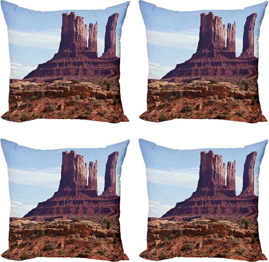 ABAKUHAUS Landschaft Kissenbezug Set (4 Stück), Grand Canyon Cliff, Moderner Doppelseitiger Digitaldruck, 45 cm x 45 cm, Braun