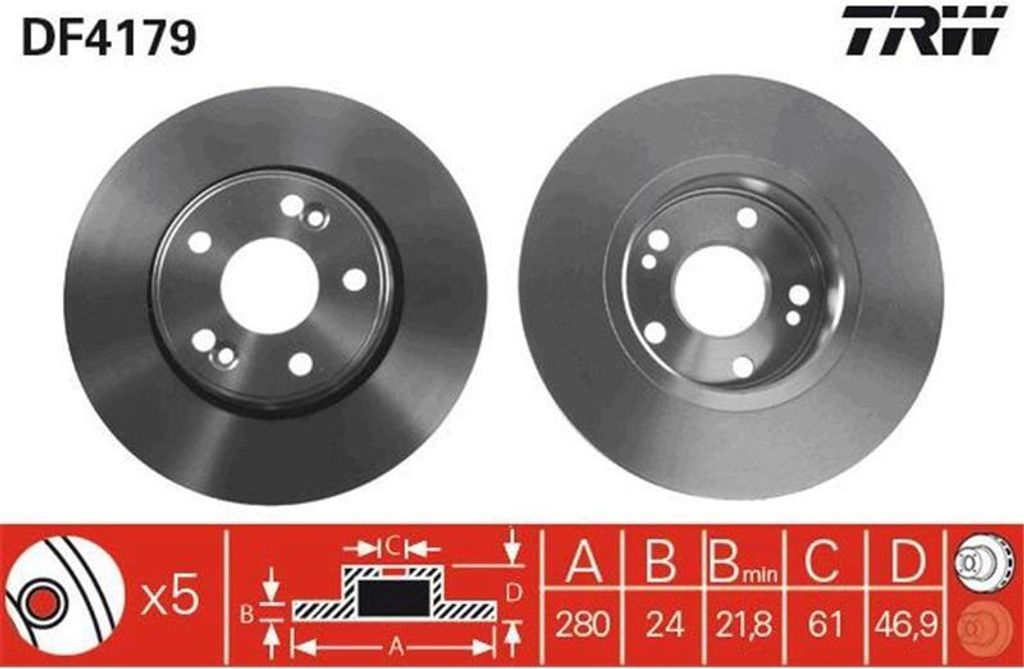 TRW Bremsscheiben (2 Stück) Vorderachse DF4179