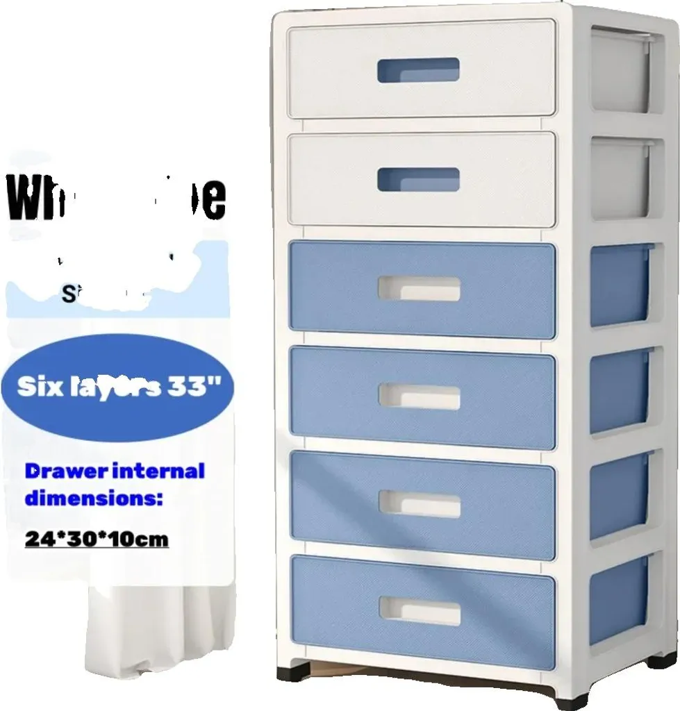 Tour de rangement avec 6 tiroirs amovibles pour bureau et maison bleue