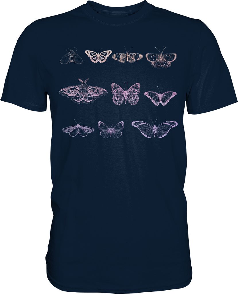 Rosa Schmetterlinge T-Shirt – Navy / 3XL Produktbild 