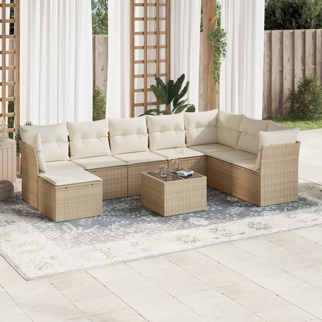 Maison Exclusive - 9-tlg. Garten-Sofagarnitur mit Kissen Produktbild 
