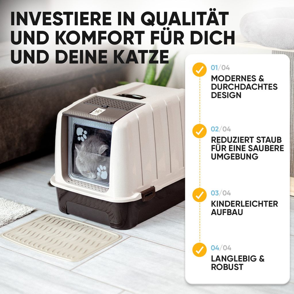 CROPLAS Katzenklo mit Deckel und Aktivkohlefilter + [ Produktbild 7