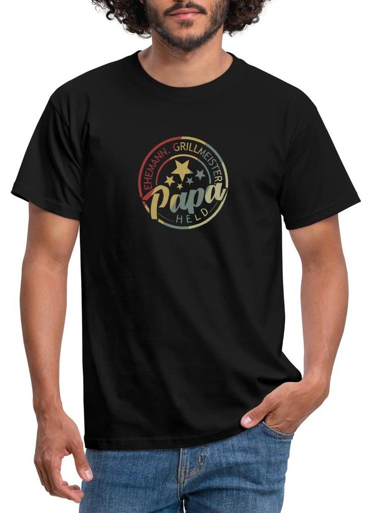 Spreadshirt Ehemann Grillmeister Papa Held | BBQ Familienheld Männer T-Shirt, 4XL, Schwarz