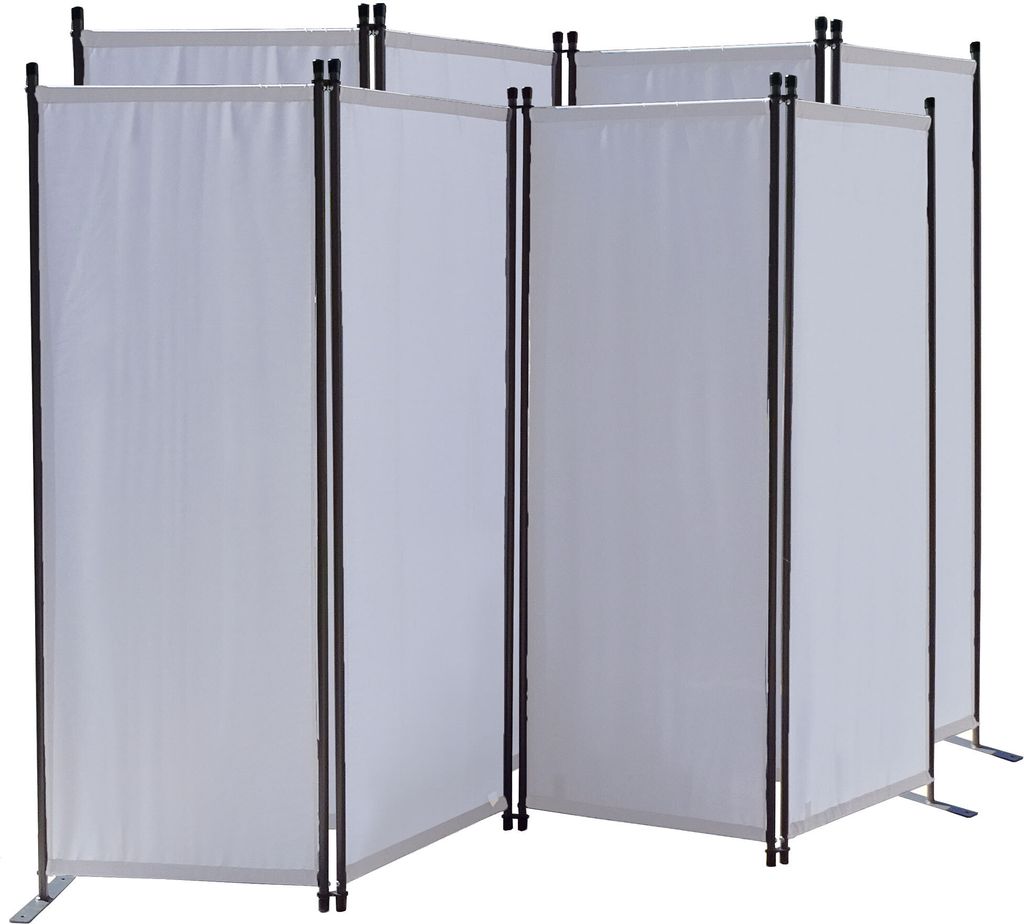 2 Stück Paravent 4 Teilig 165 x 220 cm Weiß - Garten & Balkon Sichtschutz Stellwand Innen & Außen - Raumteiler Trennwand Faltbar Blickdicht & We...