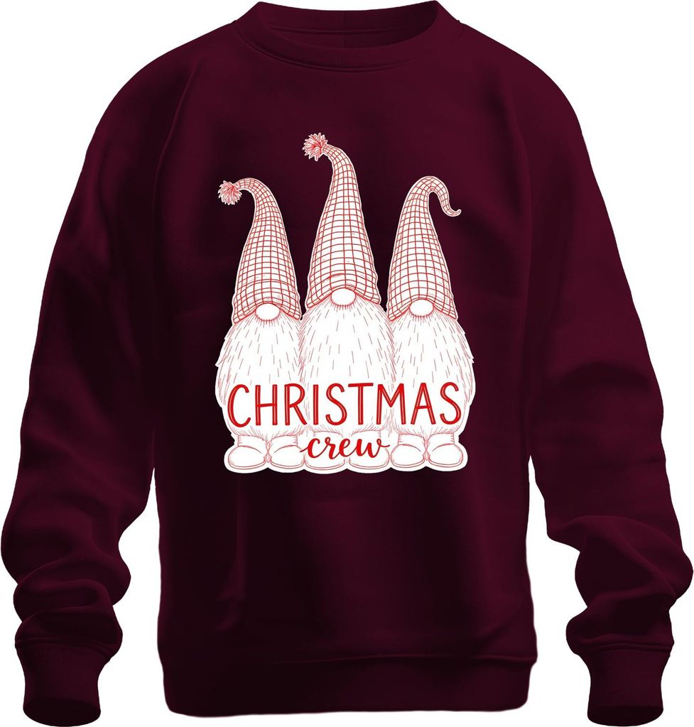 Christmas crew Weihnachtsgnom Gnom Niedlich Skandinavisch Retro Uni Sweatshirt Pullover, Burgundy, M