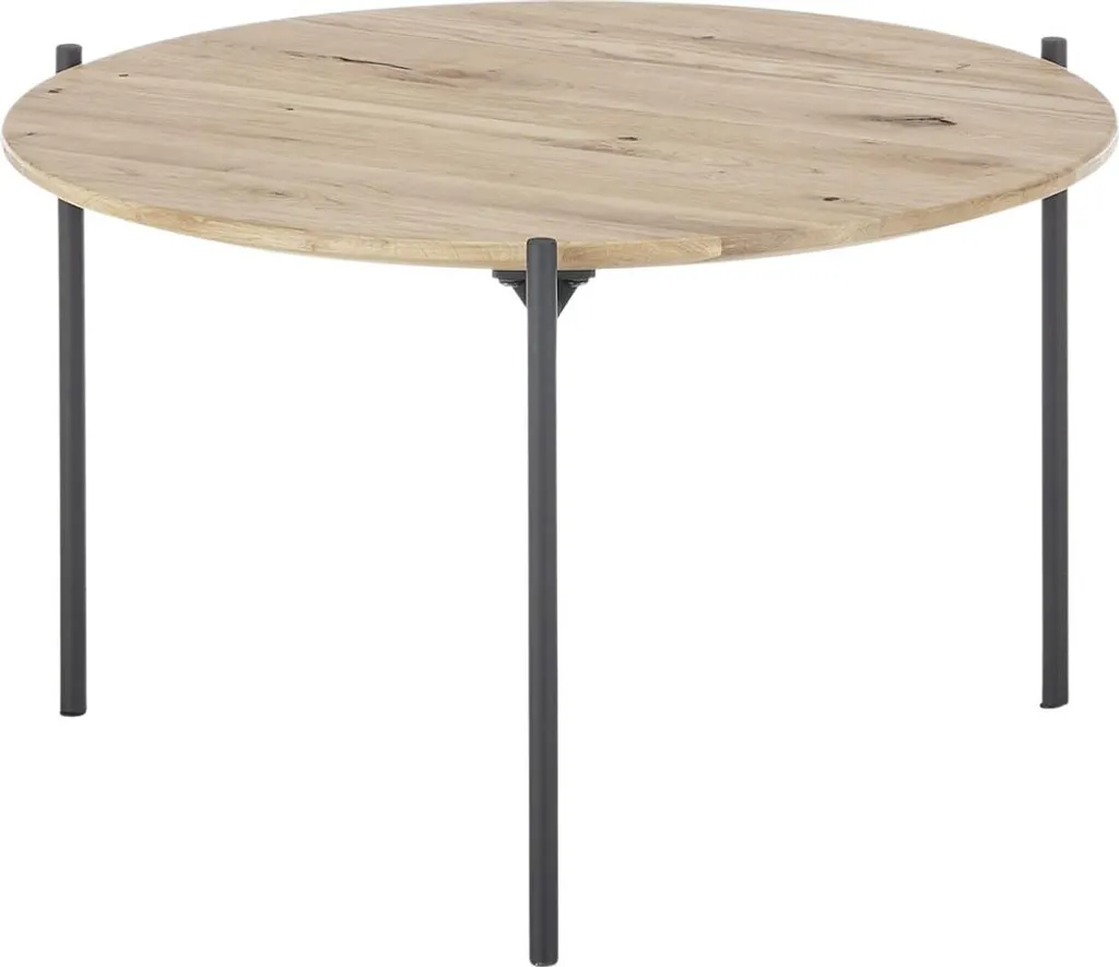 Table Basse ASSUAN en Chêne Massif et Métal Noir - Design 33x55cm