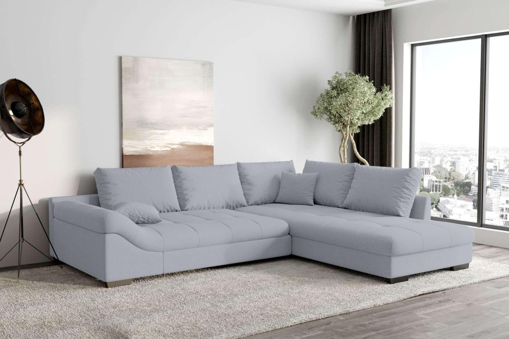99rooms Terra Ecksofa Strukturstoff NEVE Asche Rechts ohne Schlaffunktion