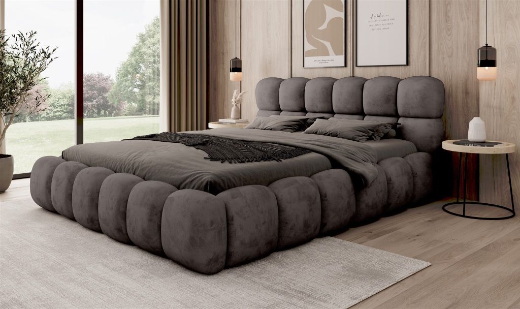 Polsterbett Bett AURELIA 160x200cm in Stoff Aprodite Grafit Produktbild 