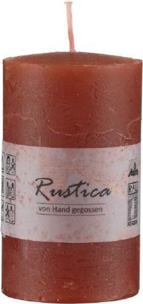 Rustikale durchgefärbte Kerze Weihnachtsrot, 80 x 60 mm, Stumpenkerze, rußarm, tropffrei, RAL Kerzengüte Qualität