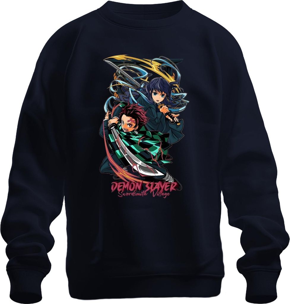 Demon Slayer Swordsmith Village Tanjiro Schwert Anime Geschenk Uni Sweatshirt Pullover, Navy, L