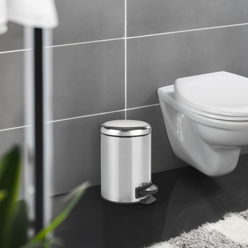 WENKO Kosmetik Tret Müll Eimer LEMAN Edelstahl 3 L Abfall Produktbild 5