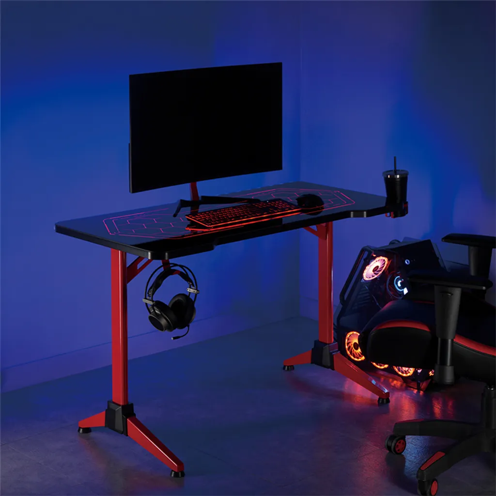 Bureau Gaming Spacieux Fin de l'Espace Encombré Logilink RGB Noir