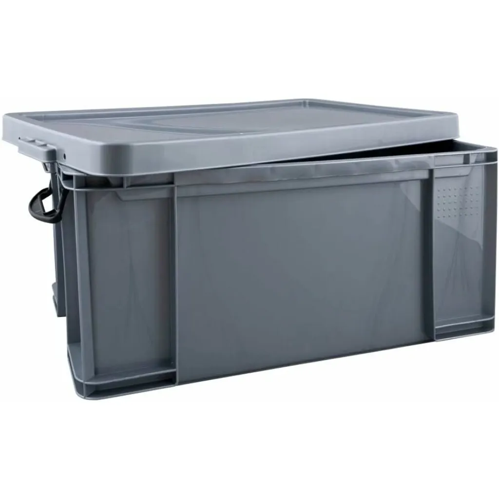 Bac de rangement 64 litres Really Useful Box argenté avec couvercle