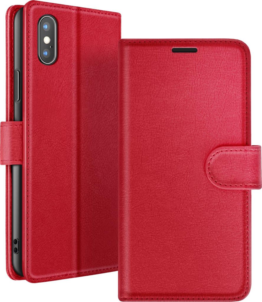 Zanaé, Portemonnaie Etui iPhone X / XS Ständer Magnetverschluss, Rot