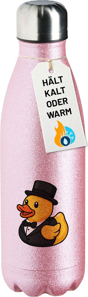 Huuraa Trinkflasche Quietscheente Bräutigam Gummiente Hochzeit 500ml Pink Edelstahl Wasserflasche Trinkflasche Geschenkidee