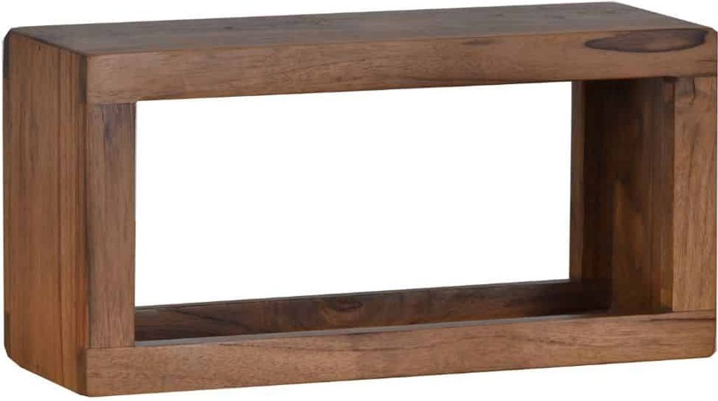 MiaMöbel Wandregal Tamesi 40x20x15 cm Modern Massivholz Teak Dunkelbraun