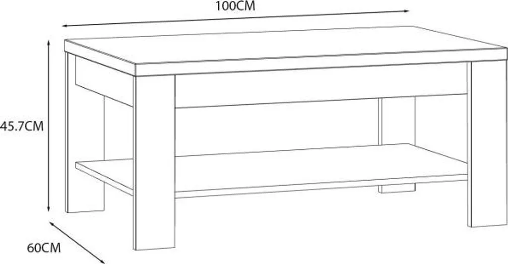 Table basse Bohol rectangle en chêne blanc et beige 100x60cm