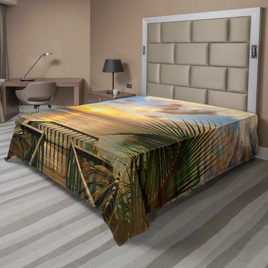 ABAKUHAUS Drap de lit plat Océan 266x260 cm, Vue Méditerranée multicolore