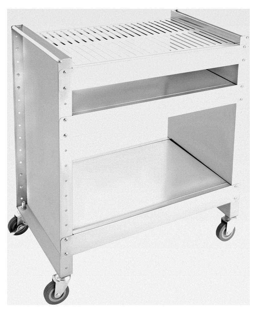 Edelstahl Grillwagen, 59 x 40,5 x 82 cm Mobiler Barbecue-Wagen, Grilltisch für den Außenbereich mit 4 Universalrädern, Servierwagen für Garten/...